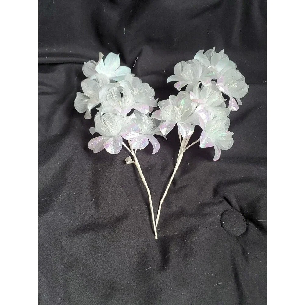Wedding Floral Bundle Of 32 Pieces/white/Ivory/Iridescent/Picks/Stems/Flower/Lot
